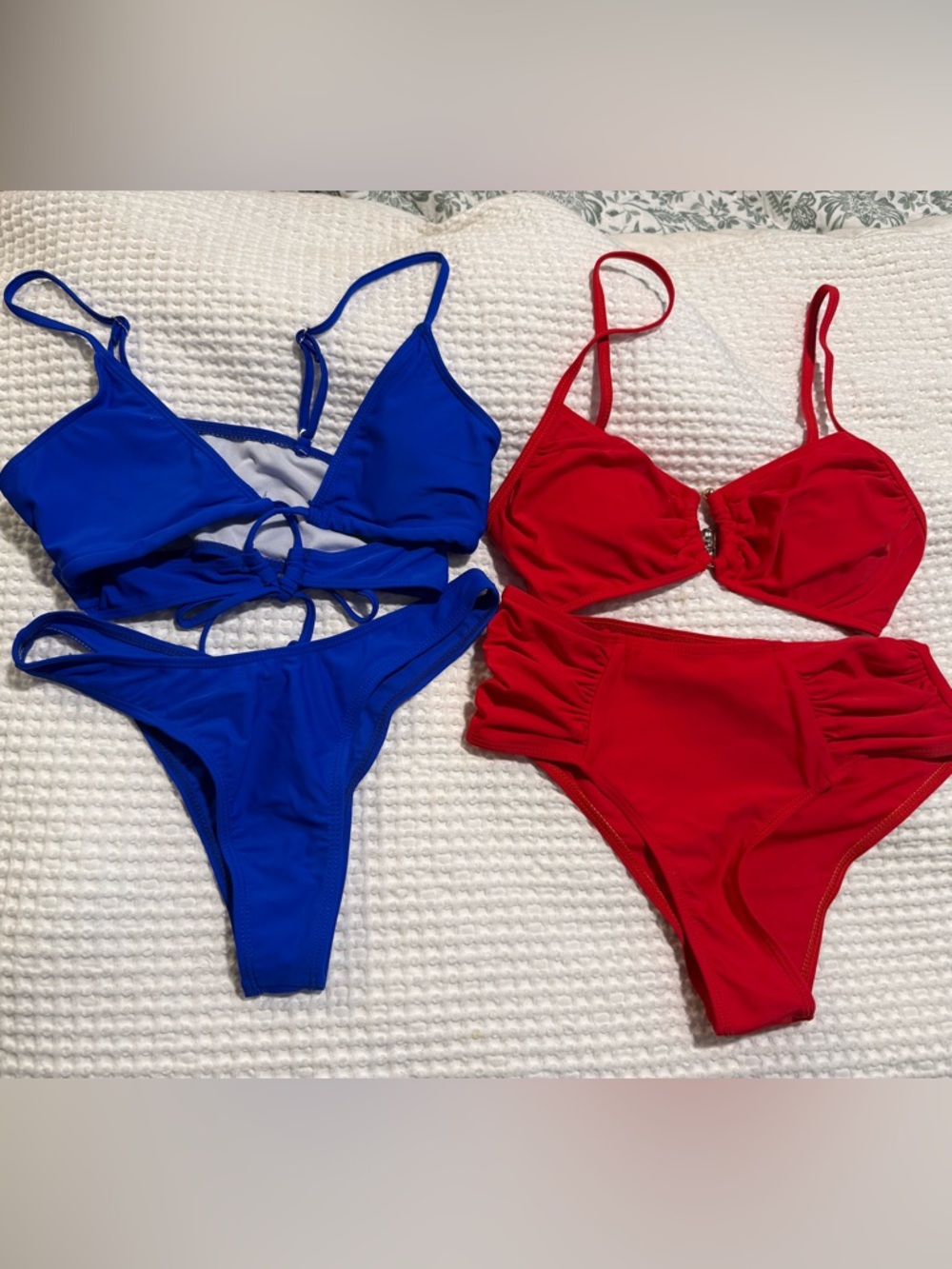 SHEIN Royal Blue and Red Bikini Set Duo
